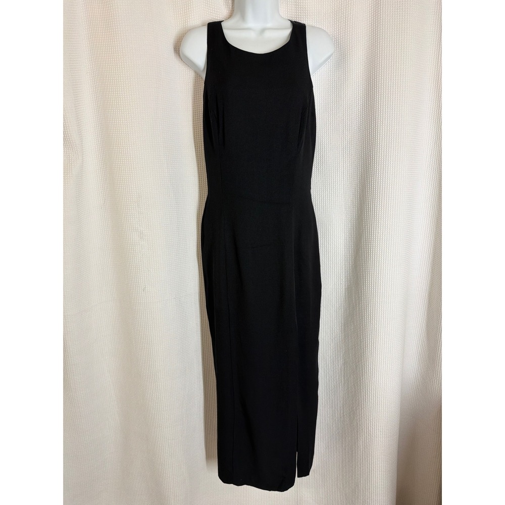 Late Edition Ltd Vintage Black Criss Cross Back Maxi Dress Size 10 Made in USA